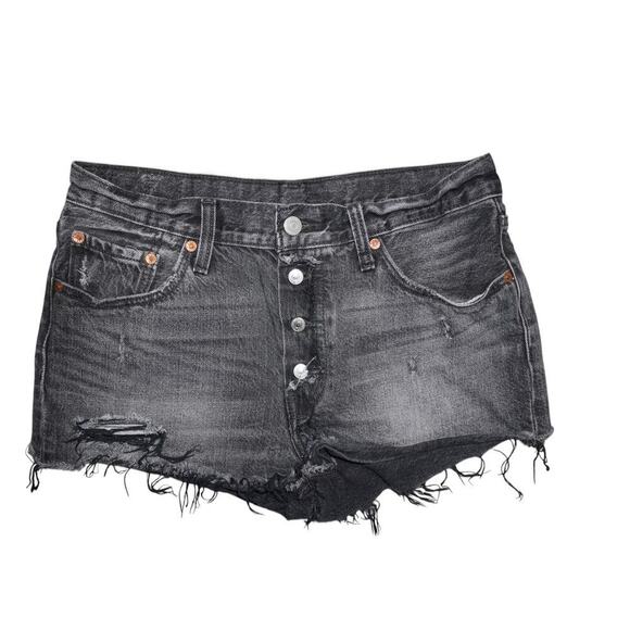 Pants - 1Levi's 501 High Rise Black Denim Cutoff Shorts – Size 28